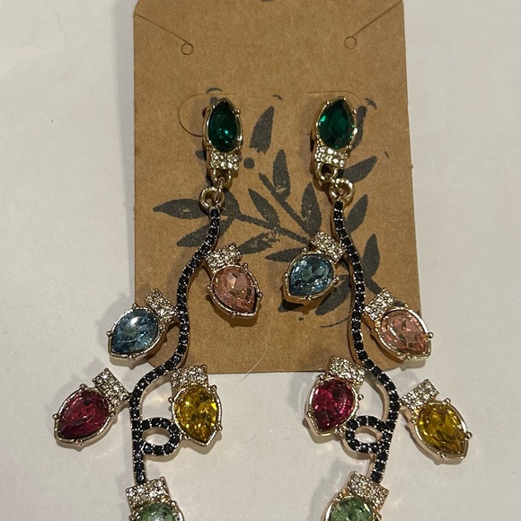 Festive holiday multicolor gemstone earrings-lights for your ears! Never worn - Picture 5 of 5